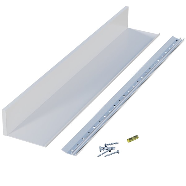 Designs Of Distinction 4"W x 24"L Aluminum Slimline Channel Shelf - White 01CHSHLF0424WH1 - main